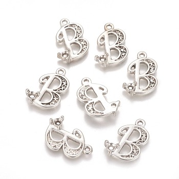 Alloy Findings, Lead Free and Cadmium Free, Link, Letter B, Antique Silver Color, about 23mm long, 20mm wide, 4mm thick, hole: 1mm