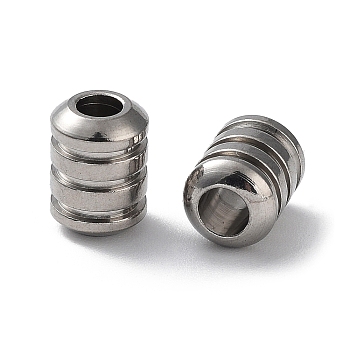 303 Stainless Steel Beads, Grooved Column, Stainless Steel Color, 8x8.2mm, Hole: 3.2mm