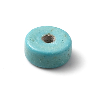 Synthetic Turquoise Beads, Flat Round, 6x2.5mm, Hole: 1.4mm