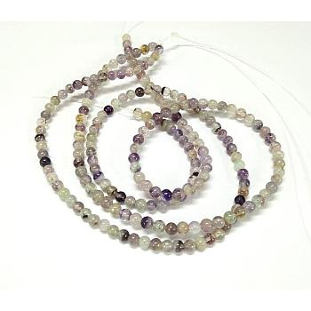 Natural Purple Fluorite Round Bead Strands, 8mm, Hole: 1mm, about 49pcs/strand, 15.7 inch