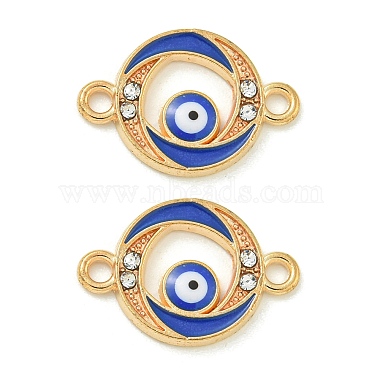 Golden Blue Round Alloy Rhinestone+Enamel Links