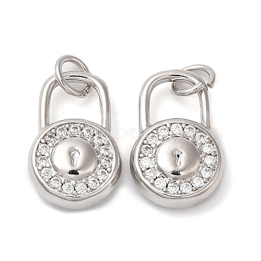 Real Platinum Plated Clear Lock Brass+Cubic Zirconia Pendants