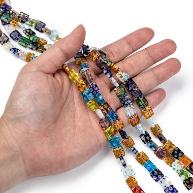 Square Handmade Millefiori Glass Beads Strands(LK-R004-14)-4