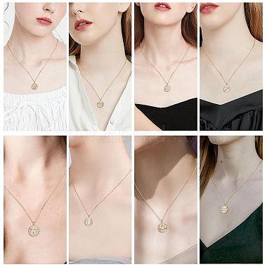 925 Sterling Silver 12 Constellation Necklace Gold Horoscope Zodiac Sign Necklace Round Astrology Pendant Necklace with Zircons Birthday Jewelry Gift for Women Men(JN1089I)-7
