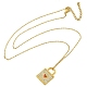 Ion Plating(IP) 304 Stainless Steel Crystal Rhinestone Lock Pendant Necklaces(NJEW-I129-01G)-2