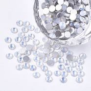 Glass Rhinestone Flat Back Cabochons, Back Plated, Faceted, Half Round, White Opal, SS8, 2.3~2.4x1mm, about 1440pcs/bag(RGLA-S002-08SS-35)