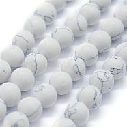 Synthetic Turquoise Beads Strands, Frosted, Round, WhiteSmoke, 10mm, Hole: 1mm, about 40pcs/strand, 15.74 inch(40cm)(X-G-P387-02-10mm)