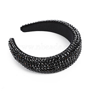 Rhinestone Crystal Hair Bands, Wide Plastic Hair Bands, Hair Accessories for Women, Black, 170x155x45mm(OHAR-PW0001-182D)