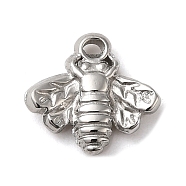 304 Stainless Steel Charms, Bees Charm, Stainless Steel Color, 10x10.5x2mm, Hole: 1.1mm(STAS-L022-286P)