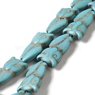 Synthetic Turquoise Beads Strands, Owl, Turquoise, 24x13x6mm, Hole: 1mm, about 17pcs/strand, 15.55''(39.5cm)(G-E594-04)