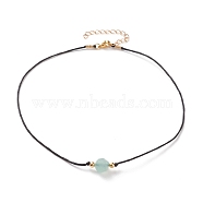 Faceted Natural Green Aventurine Pendant Necklaces, with Waxed Cotton Cords, Brass Round Beads and 304 Stainless Steel Lobster Claw Clasps, 15-1/8 inch(38.5cm)(NJEW-JN03230-04)