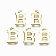Alloy Charms, Cadmium Free & Nickel Free & Lead Free, Alphabet, Real 16K Gold Plated, Letter.B, 14x9x1mm, Hole: 1.6mm(PALLOY-Q441-025B-NR)