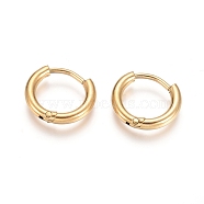 Ion Plating(IP) 304 Stainless Steel Huggie Hoop Earrings, Hypoallergenic Earrings, with 316 Surgical Stainless Steel Pin, Golden, 12 Gauge, 12~13x2mm, Pin: 1mm(X-EJEW-F111A-13mm-G)
