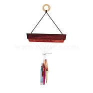 Wood and Natural Agate Wind Chime Pendants, Chakra Stones Wall Hanging Ornament, for Home Decor, 295x147mm(HJEW-H054-02)