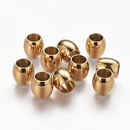 Smooth 304 Stainless Steel Beads, Ion Plating (IP), Golden, 11x10mm, Hole: 6mm(STAS-Q146)