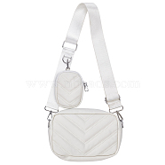PU Leather Shoulder Bag for Women, Handmade Crossbody Bag, with Mini Bag & Adjustable Wide Shoulder Strap, White, 19x13x7cm, Hole: 20x18.5mm(DIY-WH0409-35A)