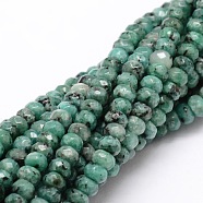 Dyed Natural Malaysia Jade Rondelle Beads Strands, Faceted, Cadet Blue, 4x2~3mm, Hole: 1mm, about 115pcs/strand, 14 inch(X-G-E316-2x4mm-23)