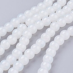 Imitation Jade Glass Beads Strands, Spray Painted, Round, WhiteSmoke, 8mm, Hole: 1.3~1.6mm, about 100pcs/strand, 31.4 inch(DGLA-S076-8mm-21)