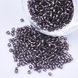 Glass Cylinder Beads, Seed Beads, Silver Lined, Round Hole, Rosy Brown, 1.5~2x1~2mm, Hole: 0.8mm, about 8000pcs/bag, about 85~95g/bag(SEED-Q036-01A-A02)