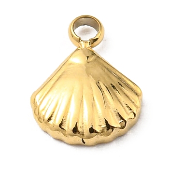304 Stainless Steel Charms, Shell Charm, Real 14K Gold Plated, 7.5x6x1.5mm, Hole: 1.2mm