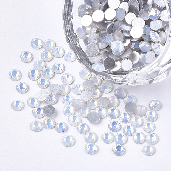 Glass Rhinestone Flat Back Cabochons, Back Plated, Faceted, Half Round, White Opal, SS8, 2.3~2.4x1mm, about 1440pcs/bag