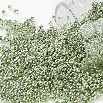 TOHO Round Seed Beads, Japanese Seed Beads, (PF560) PermaFinish Lime Green Metallic, 11/0, 2.2mm, Hole: 0.8mm, about 1110pcs/bottle, 10g/bottle