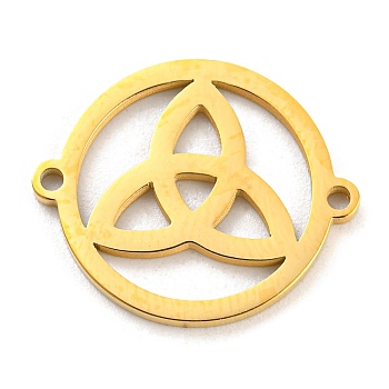304 Stainless Steel Connector Charms, Flat Round with Triquetra Links, Golden, 17.5x15x1mm, Hole: 1.2mm