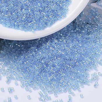 MIYUKI Delica Beads, Cylinder, Japanese Seed Beads, 11/0, (DB1890) Transparent Sky Blue Luster, 1.3x1.6mm, Hole: 0.8mm, about 2000pcs/10g