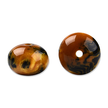 Resin Beads, Imitation Gemstone, Flat Round, Goldenrod, 16x11mm, Hole: 2.1~2.3mm