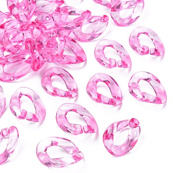Transparent Acrylic Linking Rings, Quick Link Connectors, for Cable Chains Making, Twisted Oval, Hot Pink, 23.5x16.5x4.5mm, Inner Diameter: 6.5x13mm, about 666pcs/500g