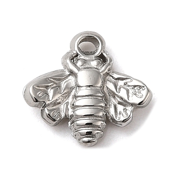 304 Stainless Steel Charms, Bees Charm, Stainless Steel Color, 10x10.5x2mm, Hole: 1.1mm