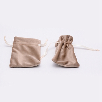 Velvet Bags Drawstring Jewelry Pouches, Candy Pouches, for Wedding Shower Birthday Party, Tan, 12x9cm