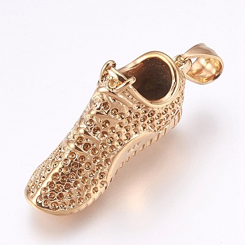 304 Stainless Steel Pendants, Shoes, Golden & Rose Gold, 40x13x23mm, Hole: 5x7mm