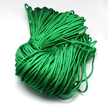 7 Inner Cores Polyester & Spandex Cord Ropes, Solid Color, for Rope Bracelets Making, Green, 4~5mm, about 109.36 yards(100m)/bundle, 420~500g/bundle