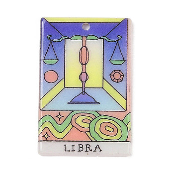 Acrylic Pendants, Constellation Tarot, Libra, 38.5x25.5x2mm, Hole: 2mm