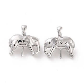 Ion Plating(IP) Brass Pendants, Elephant, Real Platinum Plated, 14.5x13.5x10mm, Hole: 3.5x1.5mm