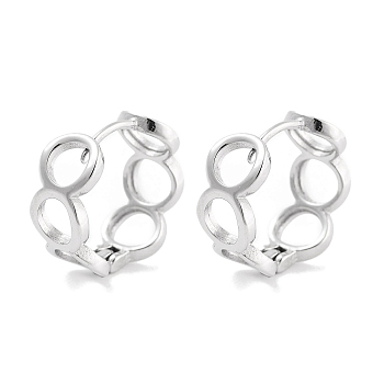 304 Stainless Steel Hollow Ring Huggie Hoop Earrings for Women, with 316 Stainless Steel Pins, Stainless Steel Color, 16x7x16.5mm