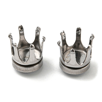 304 Stainless Steel Clip-on Earring Finding, with Magnet, Crown Claw Tray Setting, Stainless Steel Color, 7.5x7x8mm, Inner Diameter: 5.5mm