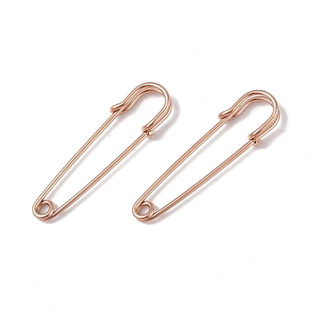 Ion Plating(IP) 304 Stainless Steel Safety Pins Brooch Findings, Kilt Pins for Lapel Pin Making, Rose Gold, 50.5x14x5.5mm