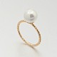 Brass Acrylic Pearl Finger Rings for Wedding Jewelry(RJEW-J061-RG)-1