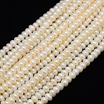 Grade A Natural Cultured Freshwater Pearl Beads Strands, Polished, Rondelle, Creamy White, 7~8mm, Hole: 0.8mm, about 73pcs/strand, 13.77 inch~14.17 inch(PEAR-L001-D-12-X)