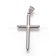 304 Stainless Steel Big Pendants, Cross, Stainless Steel Color, 50.5x27.5x3.5mm, Hole: 5x7.5mm(STAS-E449-16P)