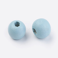 Natural Wood Beads, Dyed, Round, Light Sky Blue, 10x9mm, Hole: 3mm, about 1850pcs/500g(WOOD-Q030-56C)