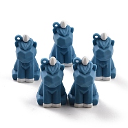 PVC Faceted Cartoon Unicorn Pendants, for DIY Keychain Making, Steel Blue, 45x27x29.5mm, Hole: 3mm(FIND-B002-12)