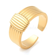 304 Stainless Steel Open Cuff Rings for Women, Rectangle, Real 18K Gold Plated, US Size 7 1/4(17.5mm)(STAS-D085-27G)