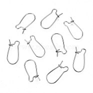 304 Stainless Steel Hoop Earring Findings, Kidney Ear Wire, Rings, Stainless Steel Color, 17x8x0.6mm, Pin: 0.6mm(STAS-S117-008A-01)