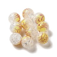 Duotone Spray Painted Crackle Acrylic Beads, Round, Yellow, 10mm, Hole: 1.8mm, about 850pcs/500g(OACR-G029-02I)