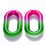 Two Tone Opaque Acrylic Linking Rings, Quick Link Connectors, for Cable Chains Making, Oval, Green, 39x23.5x7mm, Inner Diameter: 25x10mm(OACR-S036-006B-M04)