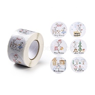 Christmas Themed Flat Round Roll Stickers, Self-Adhesive Paper Gift Tag Stickers, for Party, Decorative Presents, Mouse Pattern, 38x0.1mm, about 500pcs/roll(DIY-B045-03)
