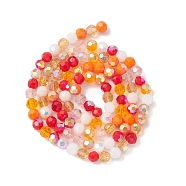 Electroplate Glass Beads Strands, Faceted(32 Facets), Half AB Color Plated, Round, Dark Orange, 6x5mm, Hole: 1.4mm, about 100pcs/strand, 20.87''(53cm)(EGLA-YW0002-A04)